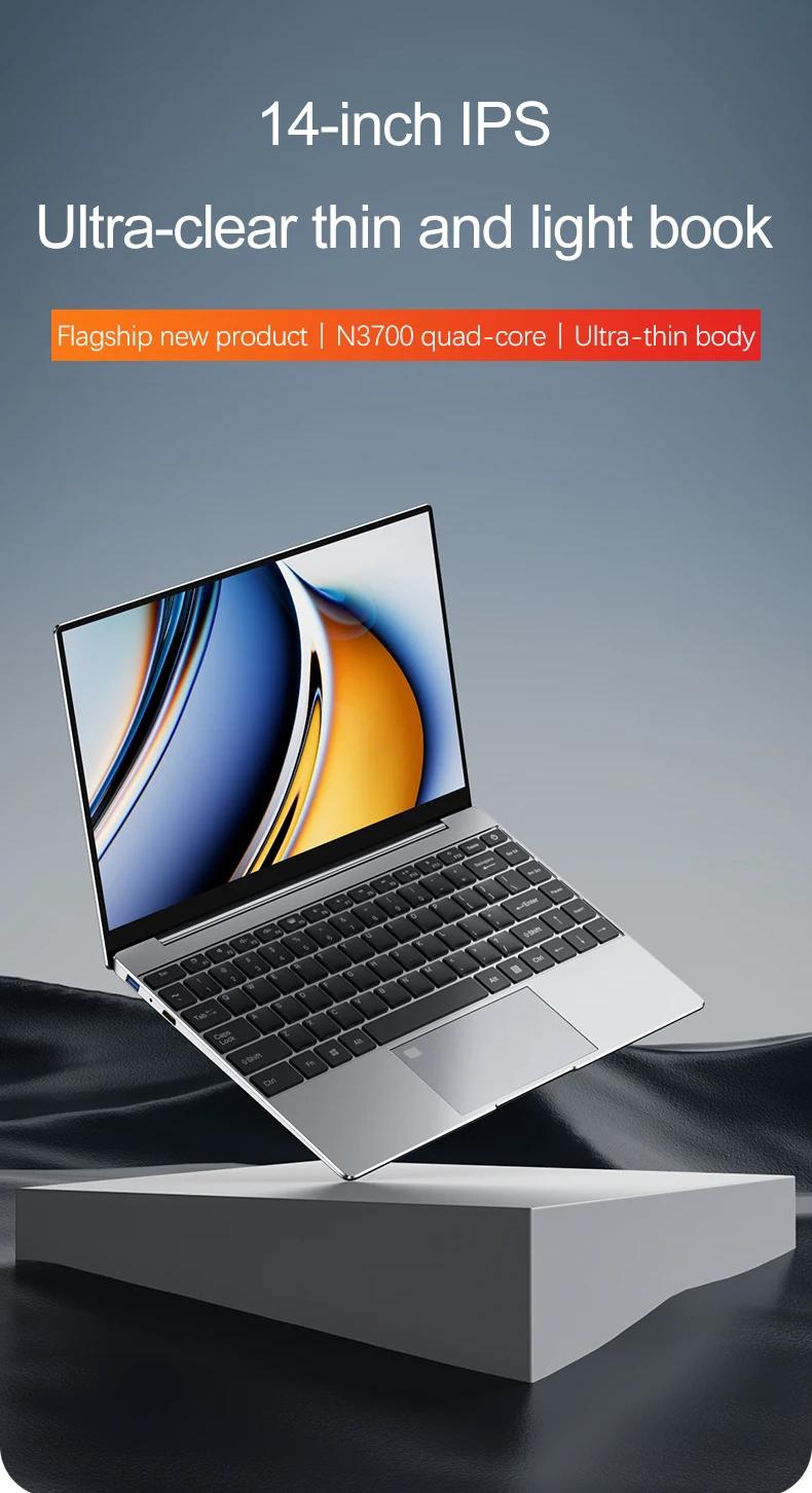 Ultra Slim 14.1" Laptop Intel N3700, 16GB RAM, 2TB SSD, Windows 11 Pro, Full HD IPS Display