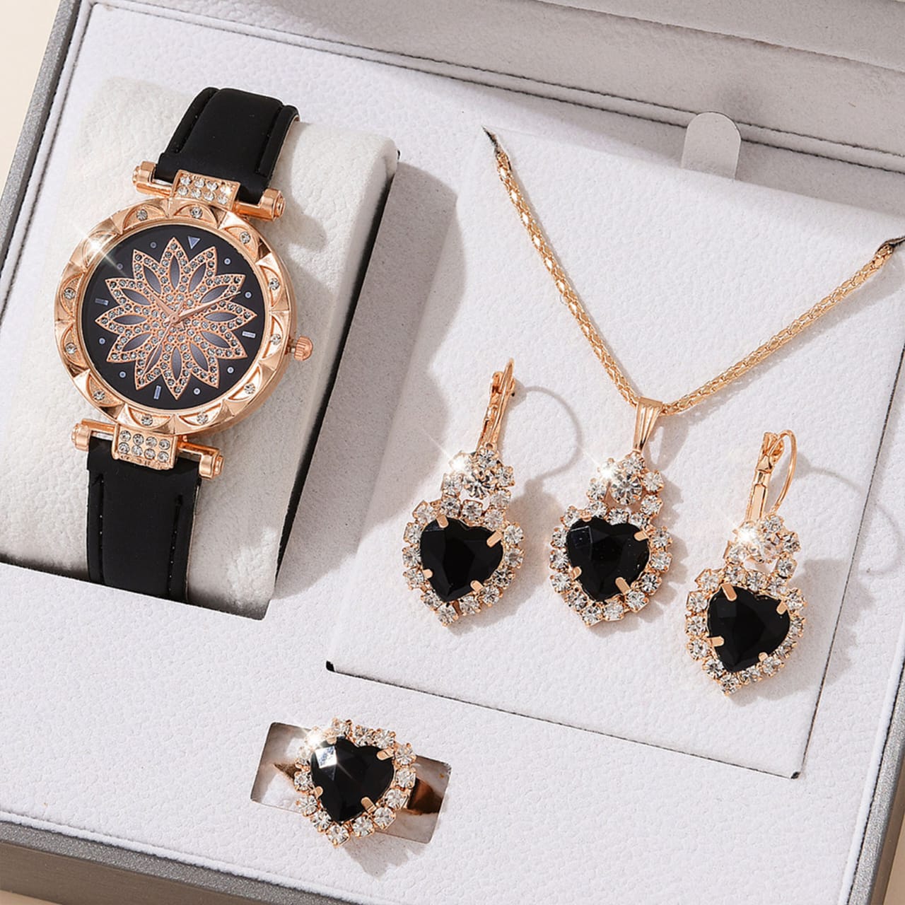 Agogon da ke Sanya Kyauta ga Mata Agogon hannu na Crystal Bling Kit ɗin Kayan Ado Kyauta ga Mama Matar Budurwa