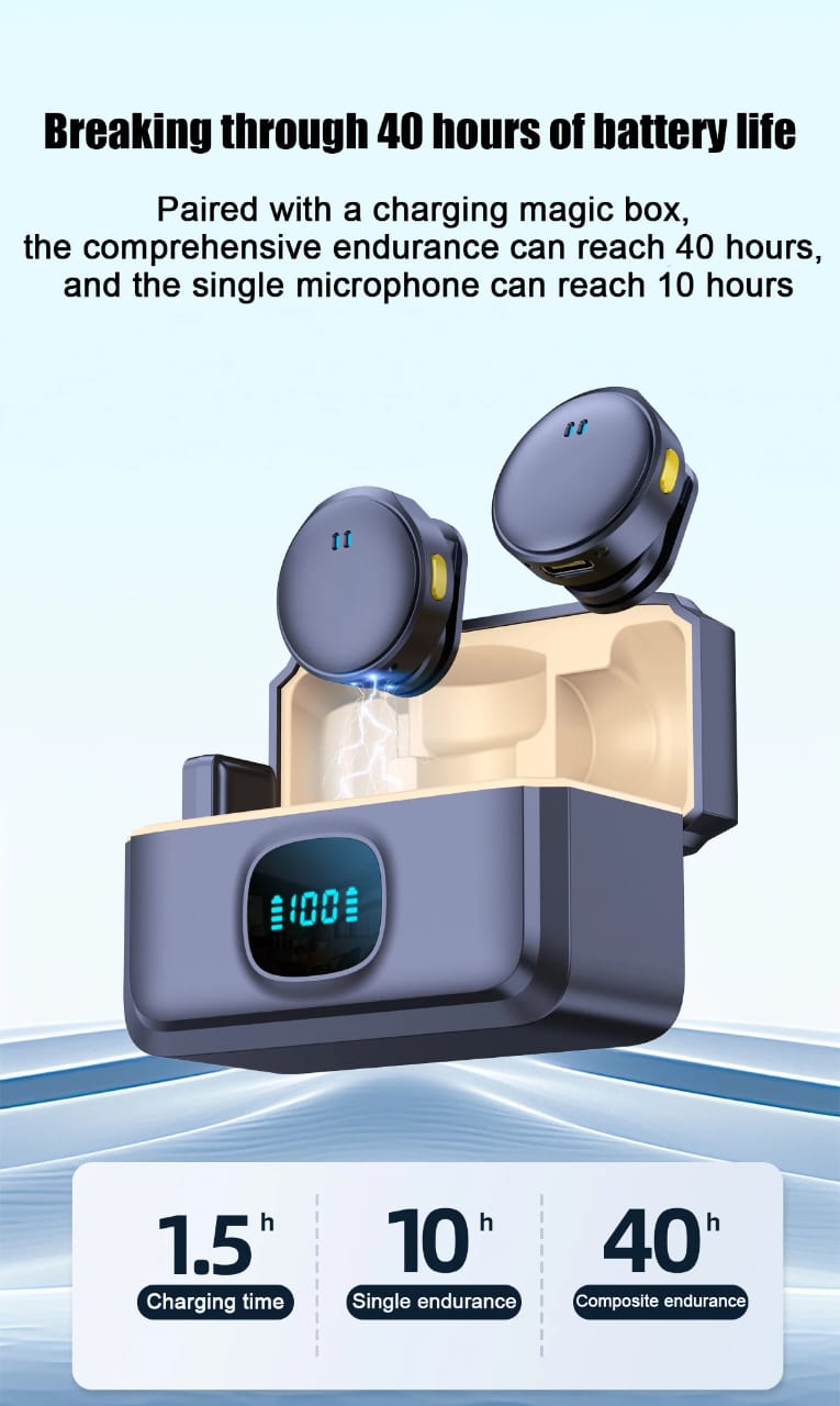 Professional Wireless Lavalier Microphone (1 Receiver + 2 Microphones) 🎤